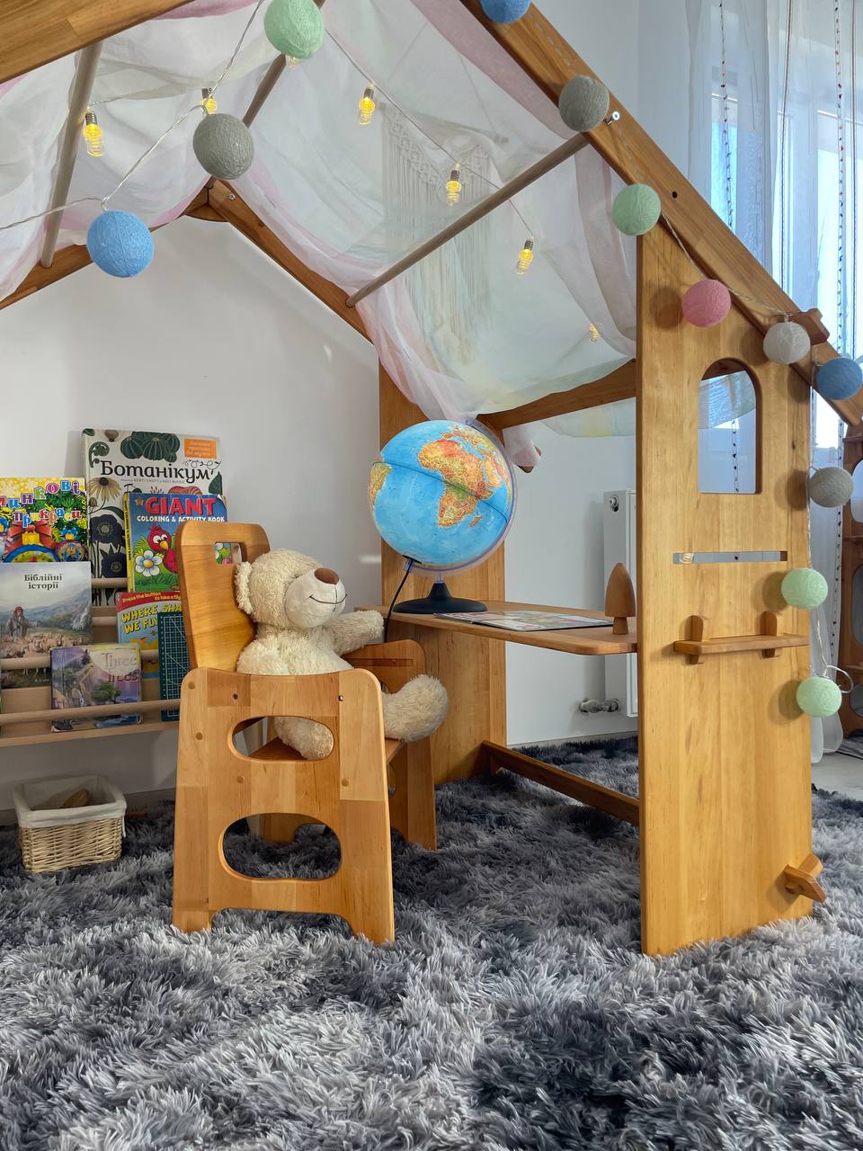 Montessori Playhouse with Double Toy Shelves & Table
