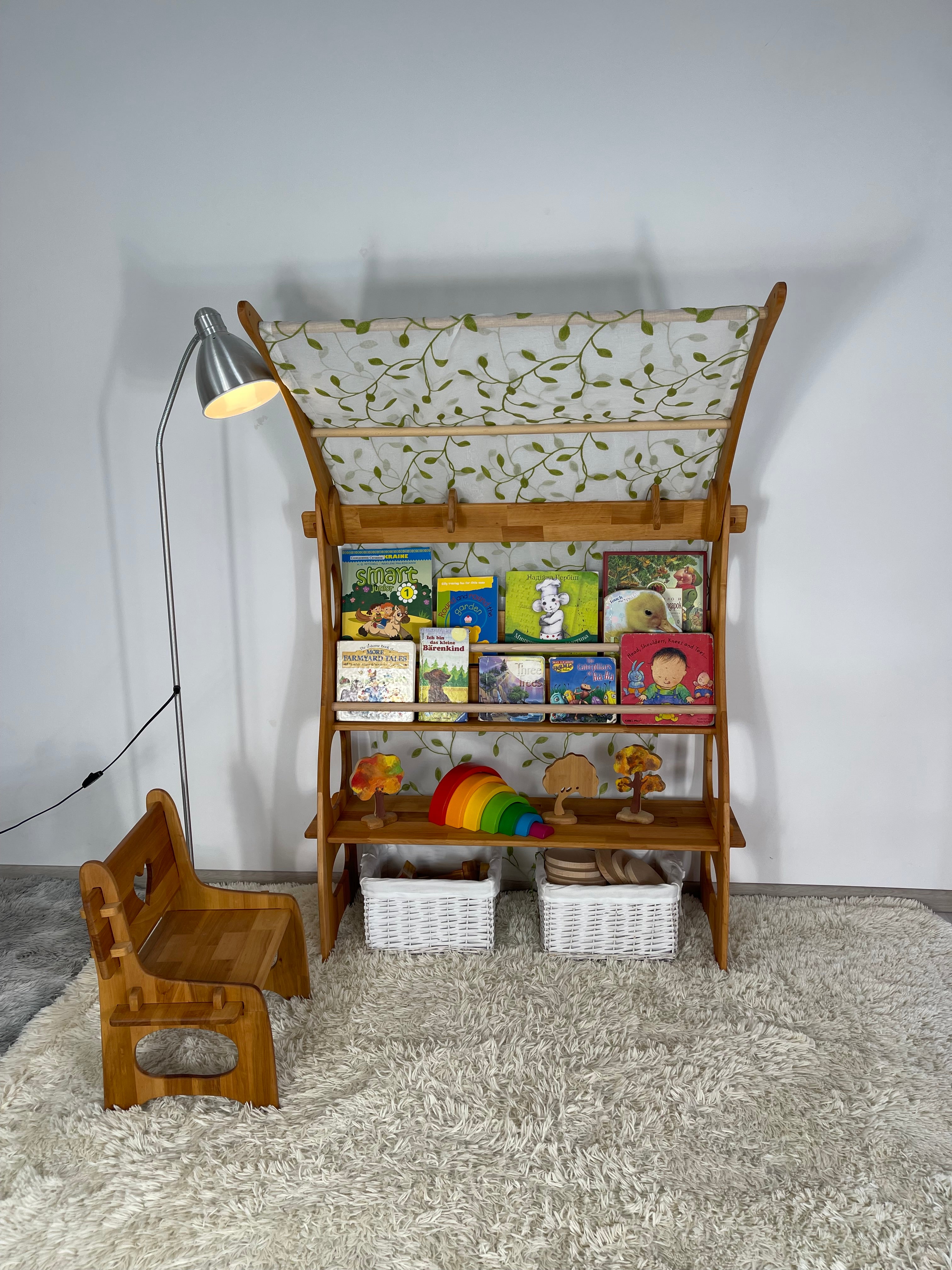 Single Waldorf Play Stand with Bookshelf