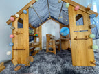 Montessori Playhouse with Double Toy Shelves & Table