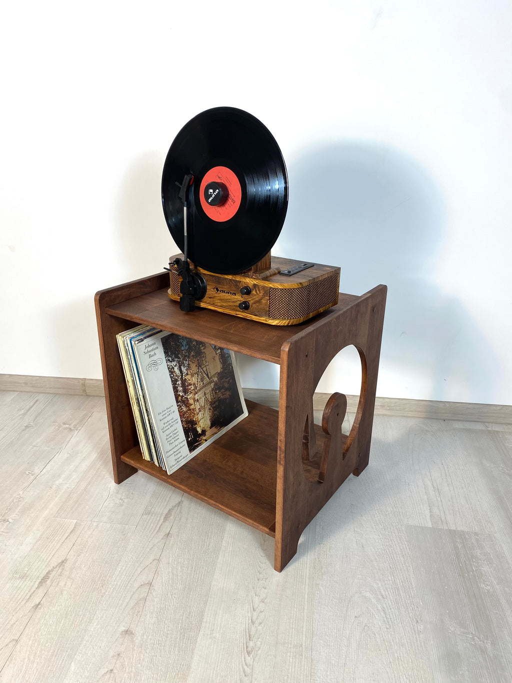Wooden Record Player Stand – Custom Vinyl Table in Alder Wood