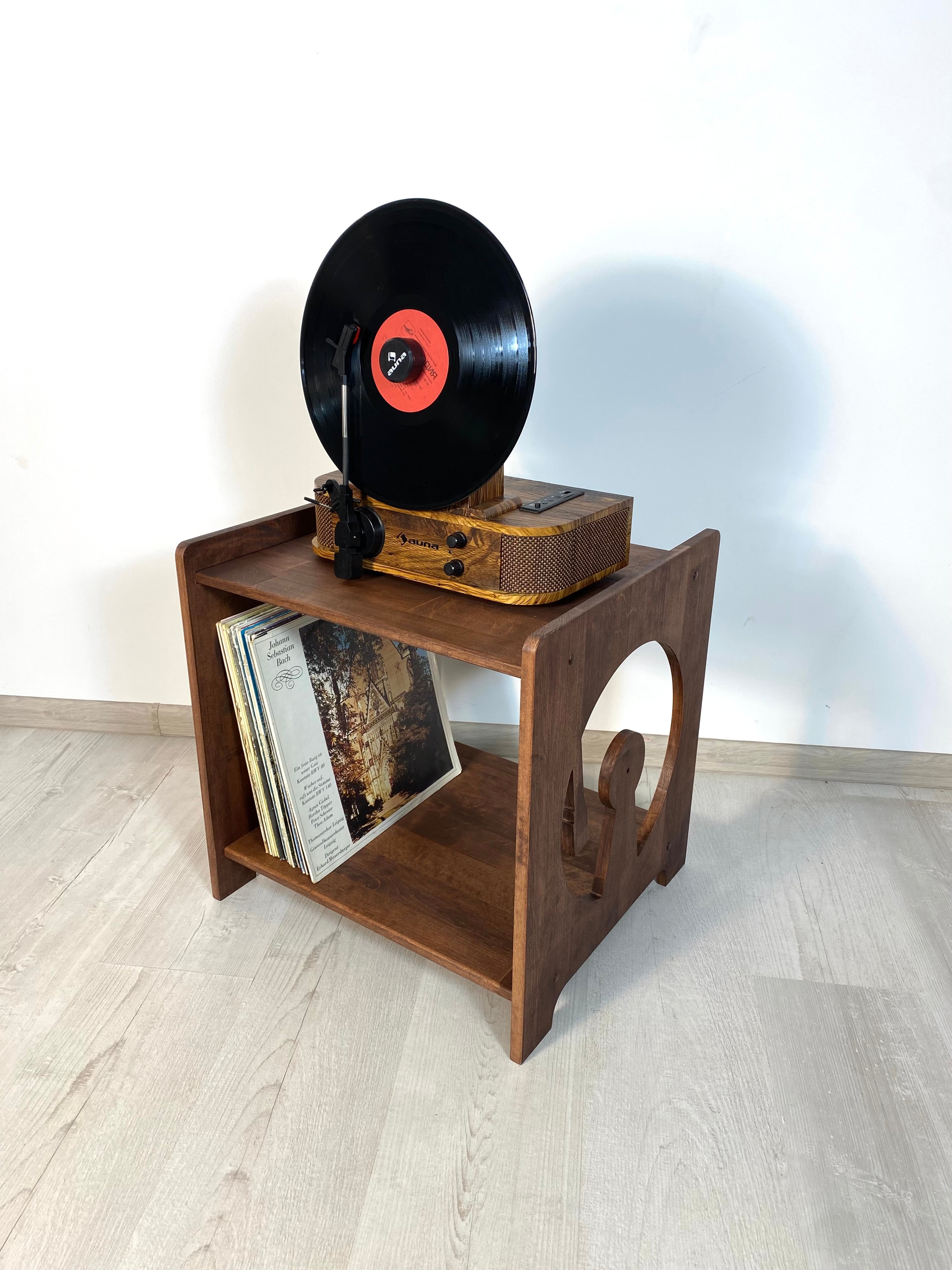 Wooden Record Player Stand – Custom Vinyl Table in Alder Wood