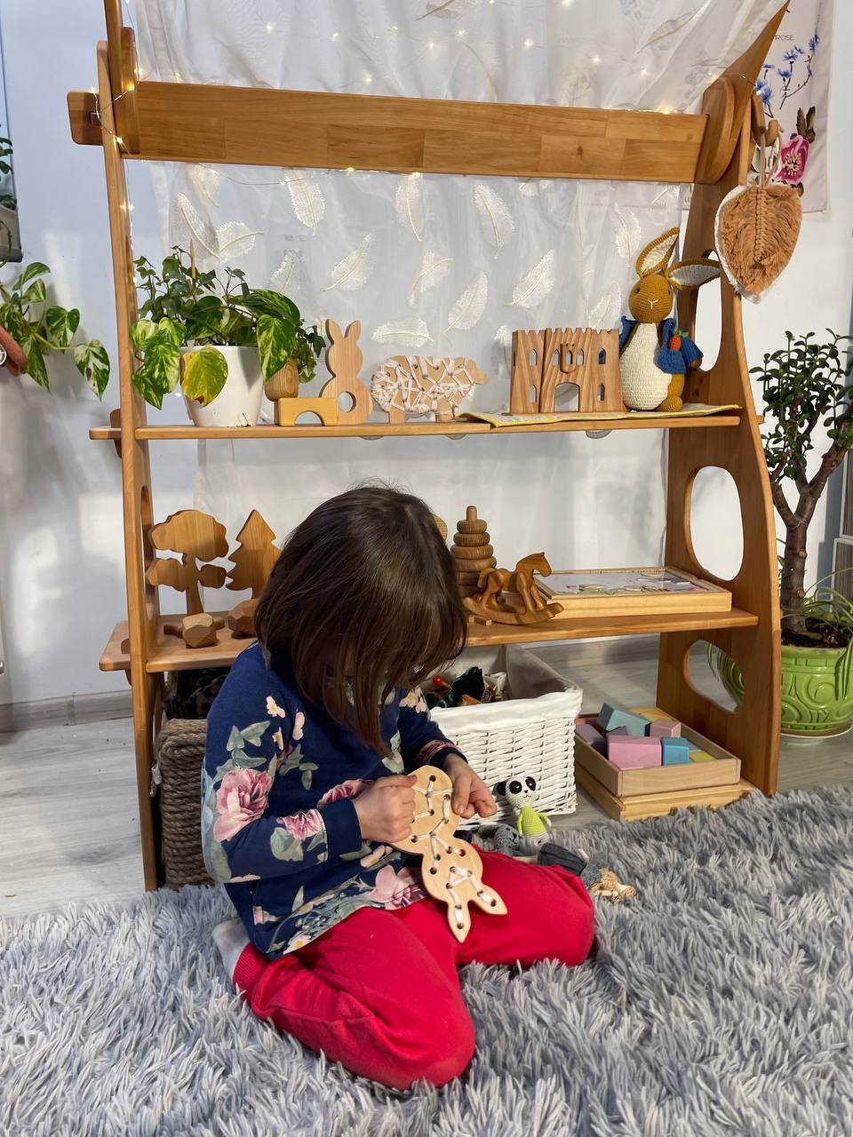 Wooden lacing education toy Easter Bunny