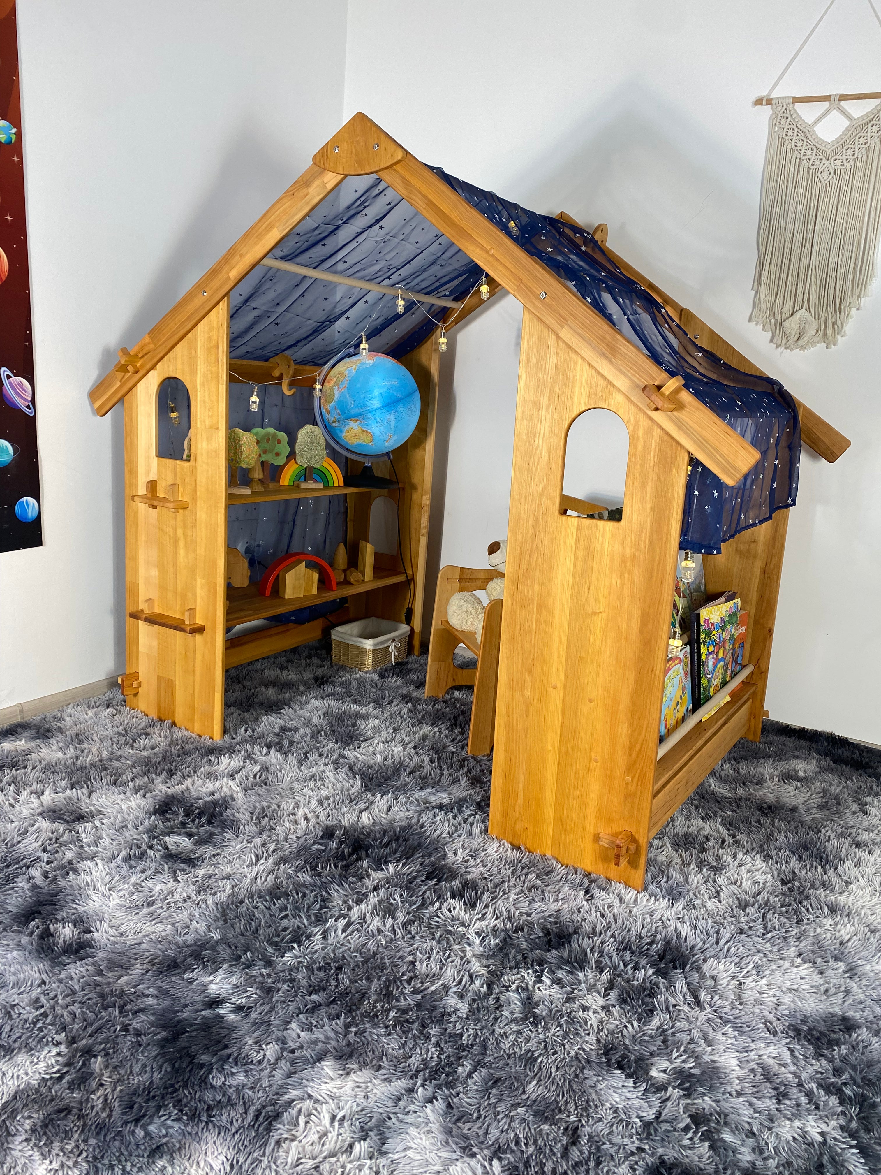 Montessori Playhouse with Double Toy Shelves both sides