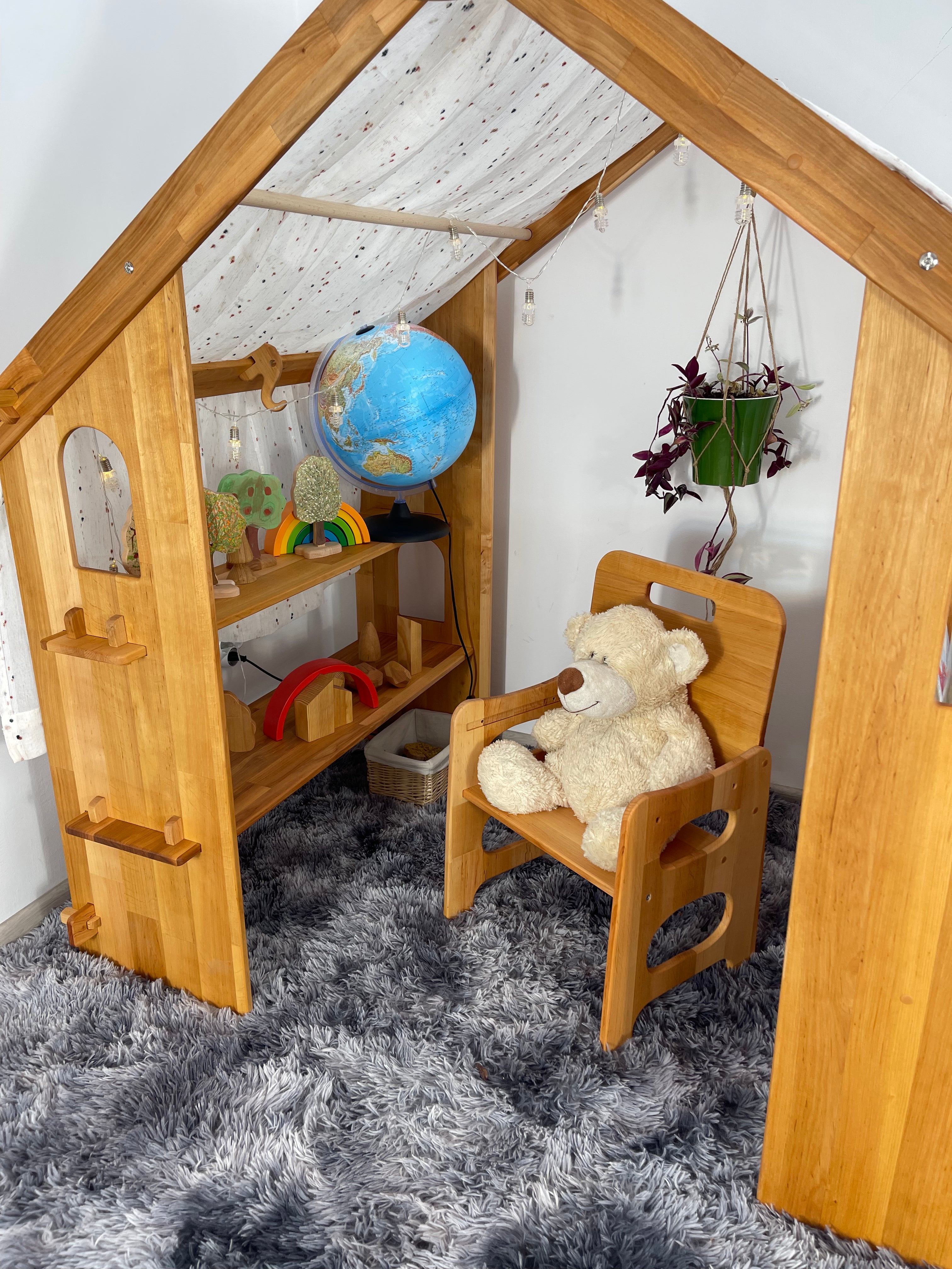 Montessori Playhouse with Double Toy Shelves both sides