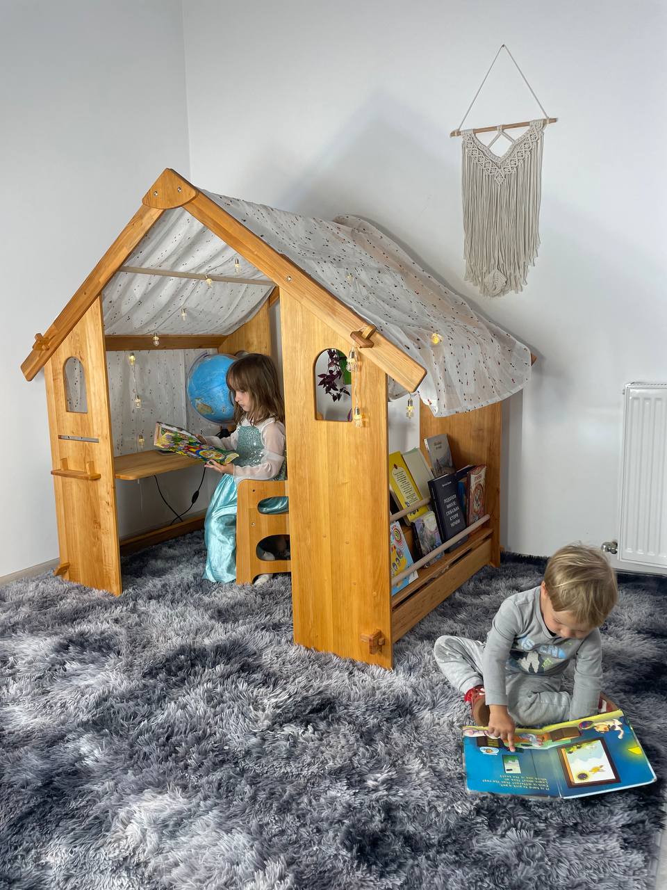 Montessori Playhouse with Double Toy Shelves + Bookshelf