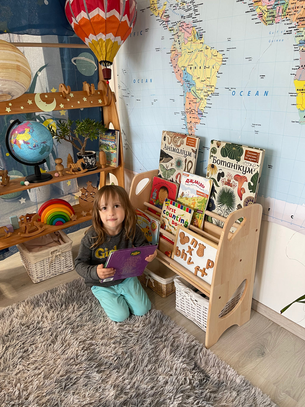 Montessori Bookshelf Furniture Wooden Storage