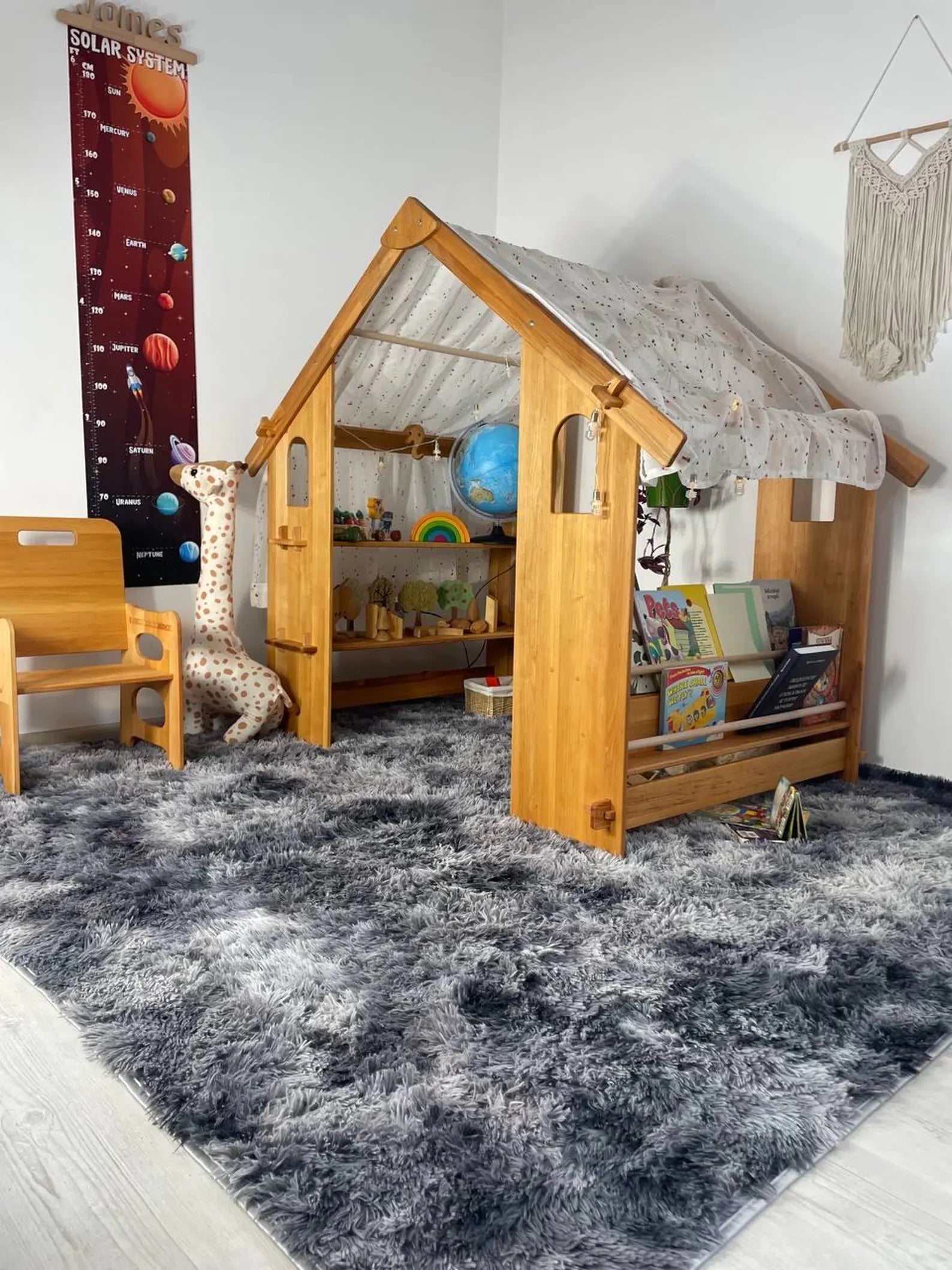 Montessori Playhouse with Double Toy Shelves both sides