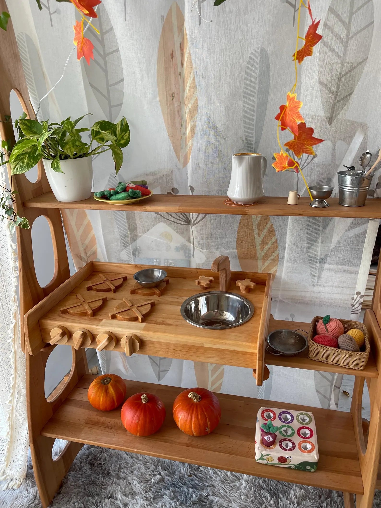 Wooden Stove and Sink Kitchen Play Set
