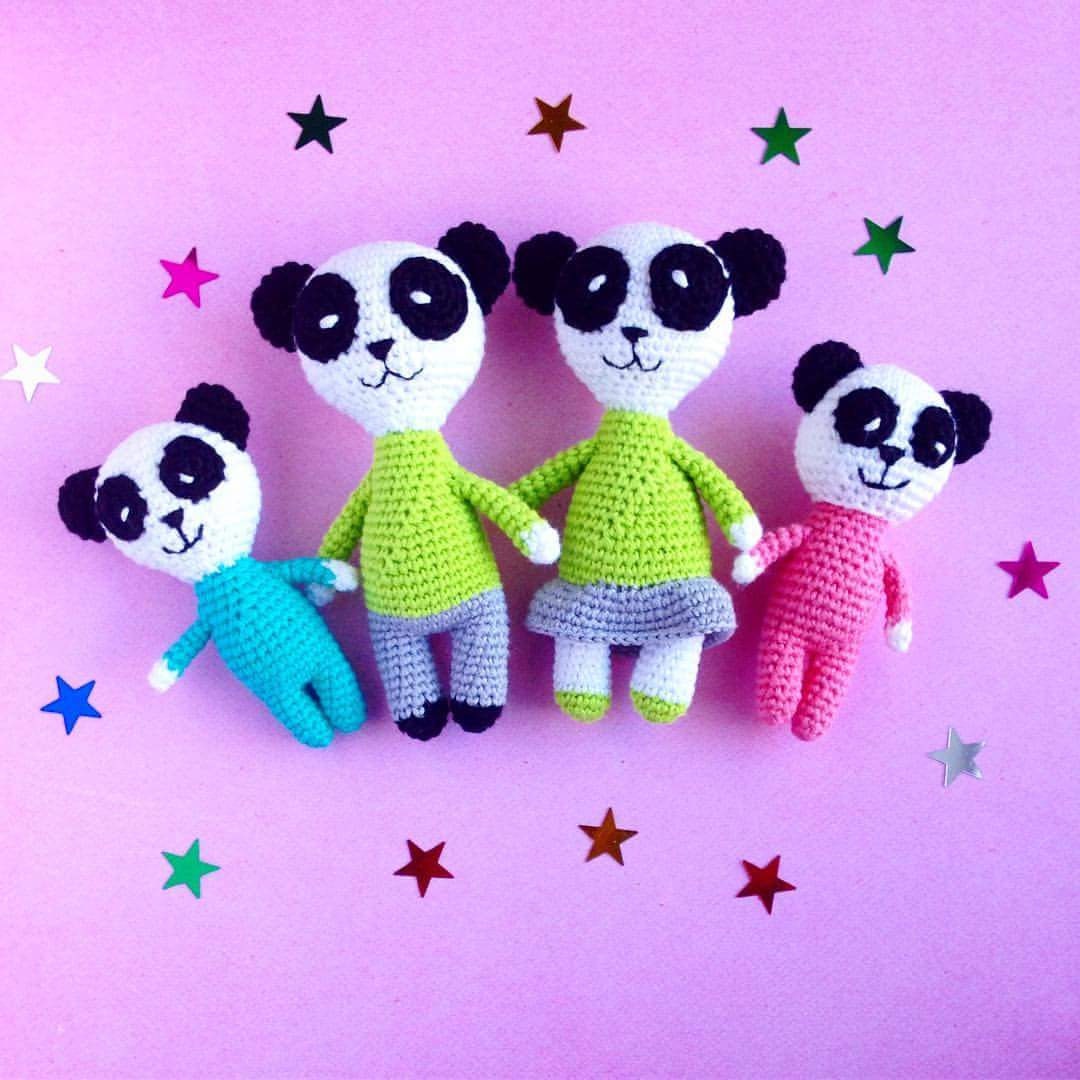 Dolls for dollhouse Panda family Amigurumi