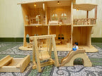 Set of sandbox, swing, slide.