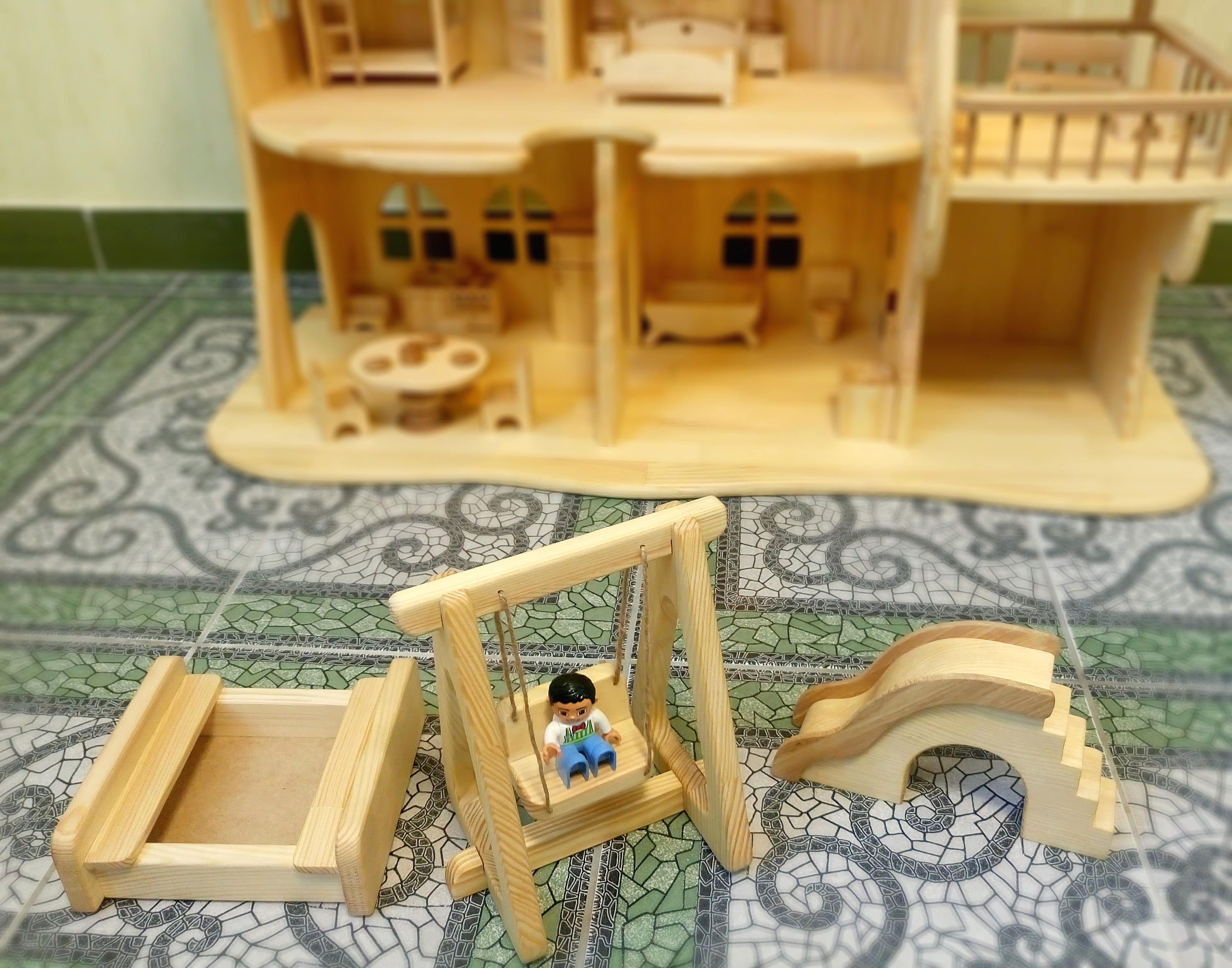Maileg Furniture set of sandbox, swing, slide