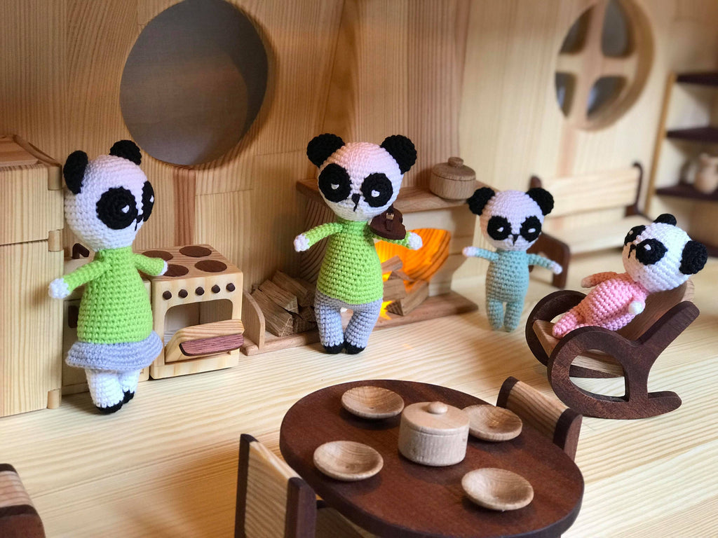 Dolls for dollhouse Panda family Amigurumi