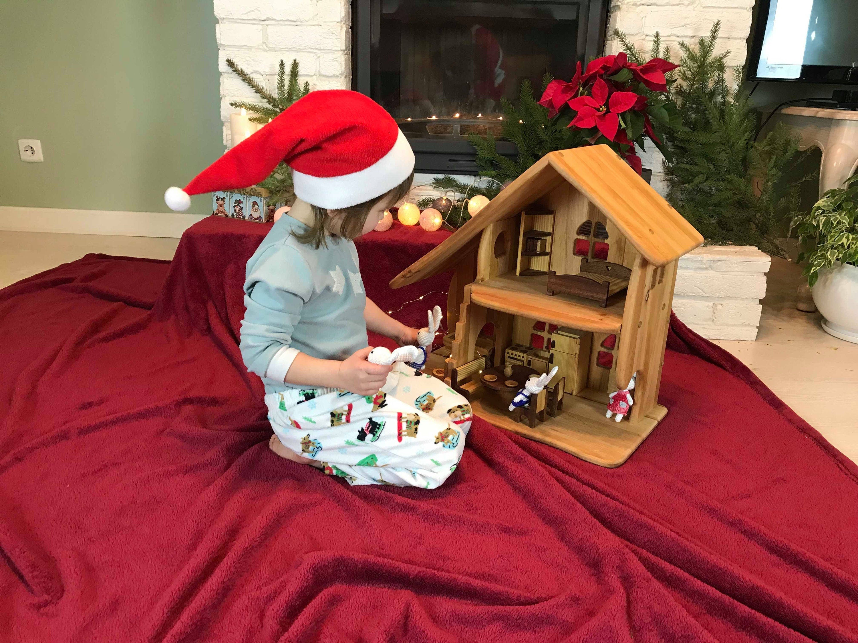 Dollhouse With Redwood Furniture scale 1:16