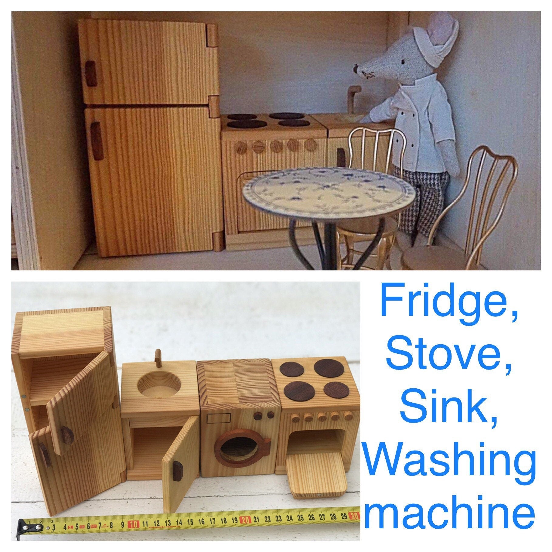 Maileg Kitchen set: Fridge Stove Sink Washing machine