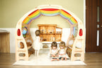 Dollhouse with Fireplace & Redwood furniture