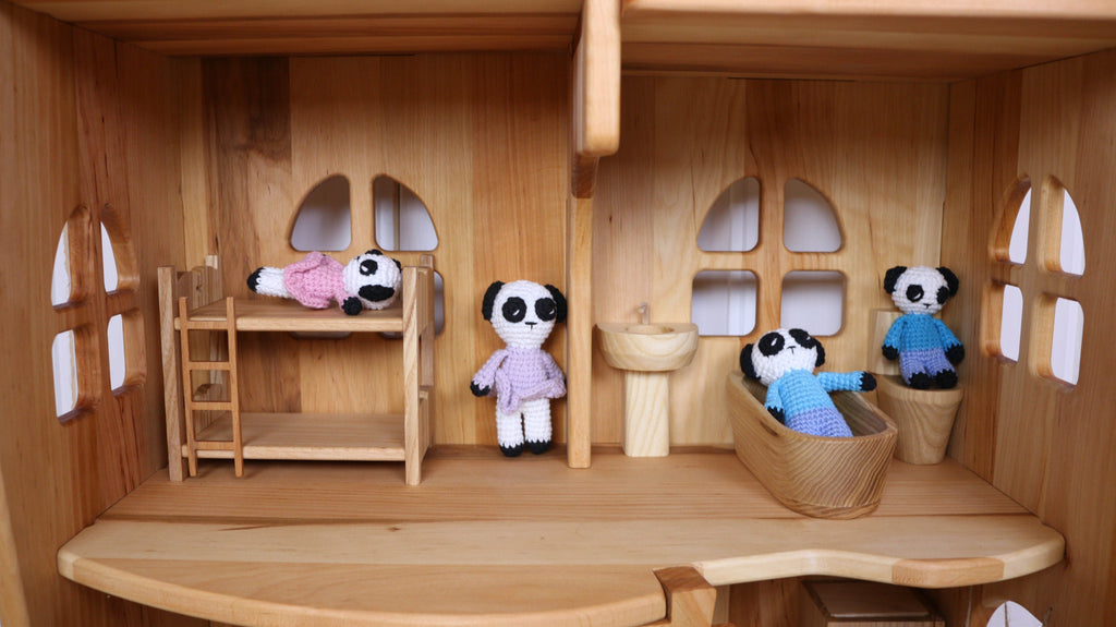 Dolls for dollhouse Panda family Amigurumi