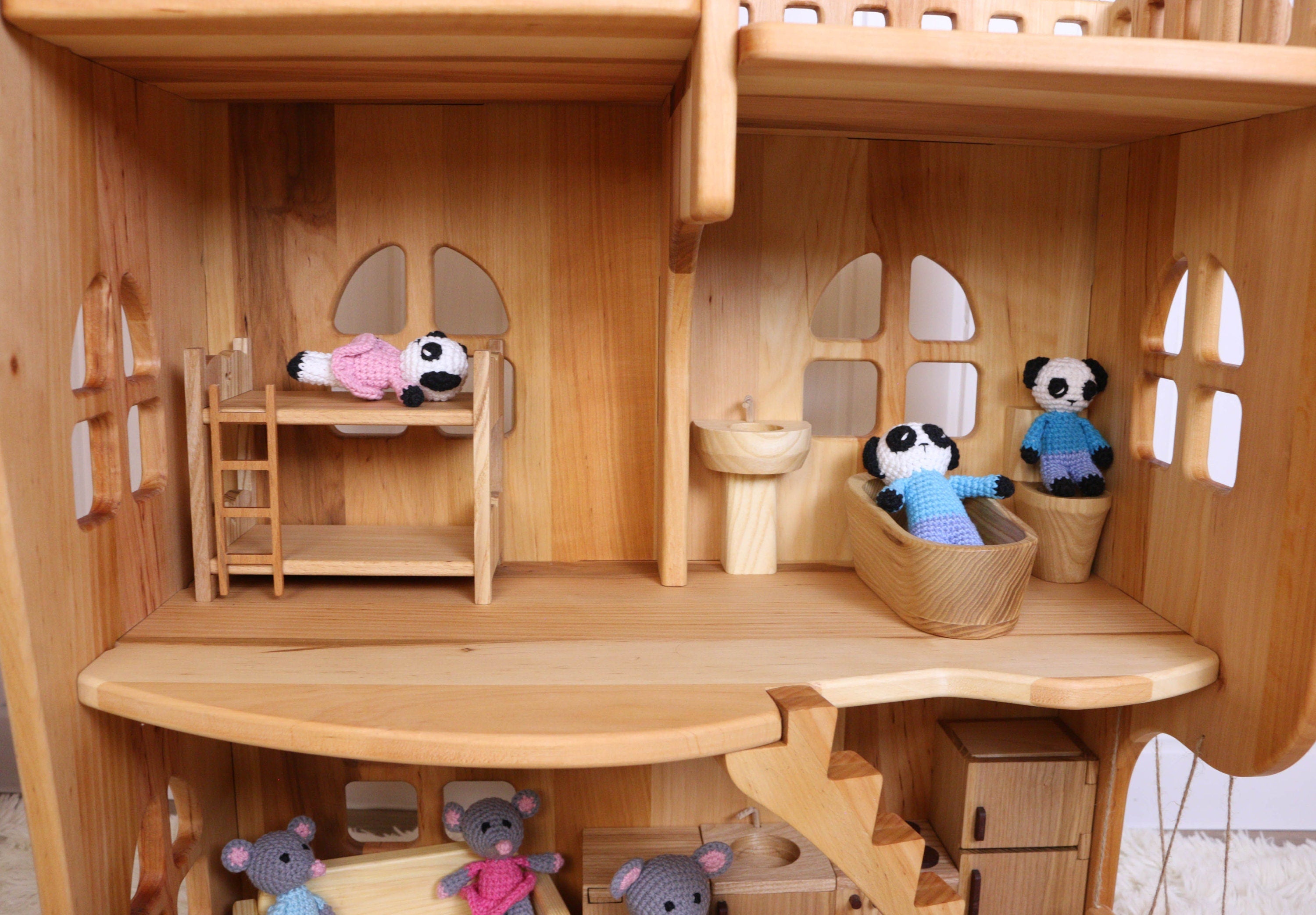 Dolls for dollhouse Panda family Amigurumi