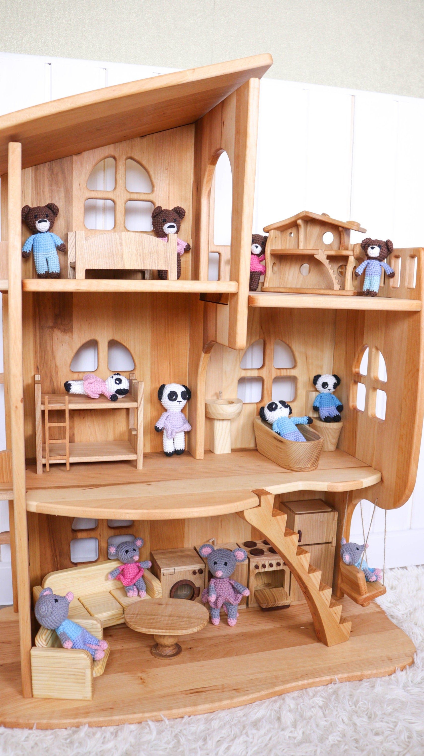 Dolls for dollhouse Panda family Amigurumi
