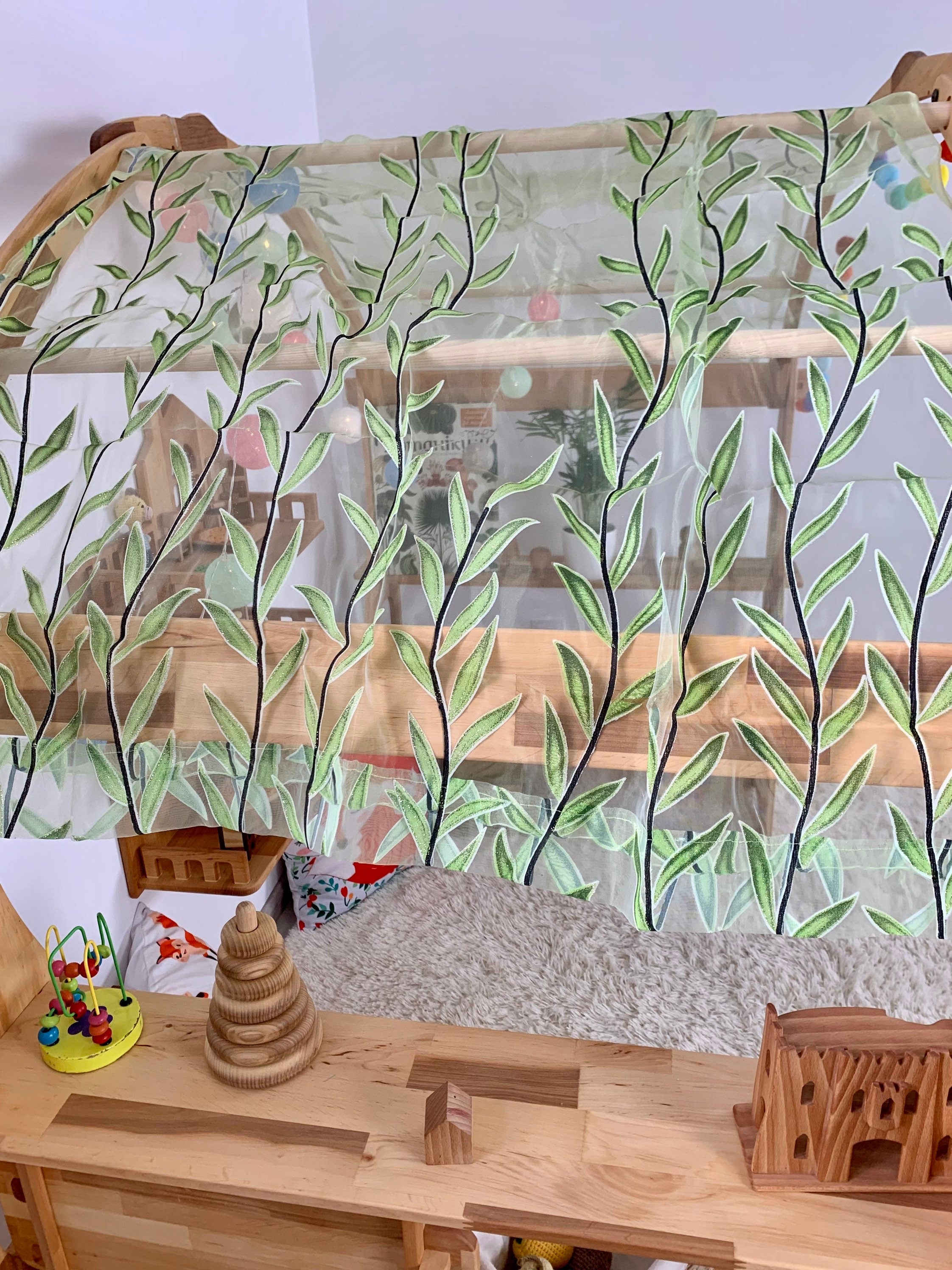 Fabric Yellow Lemon leaves Canopy for Playstands