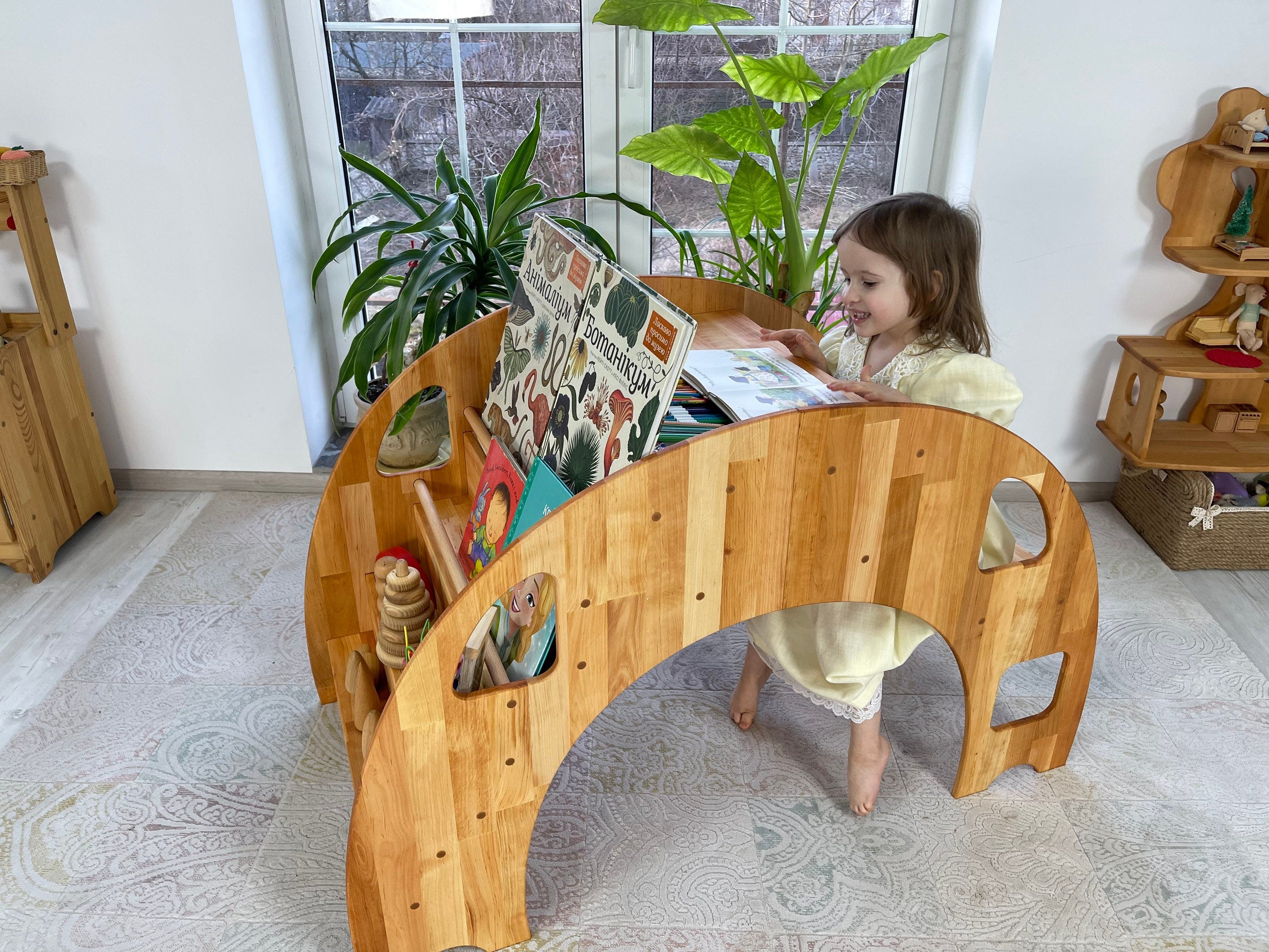 Desk, Table, Chair and Books shelf