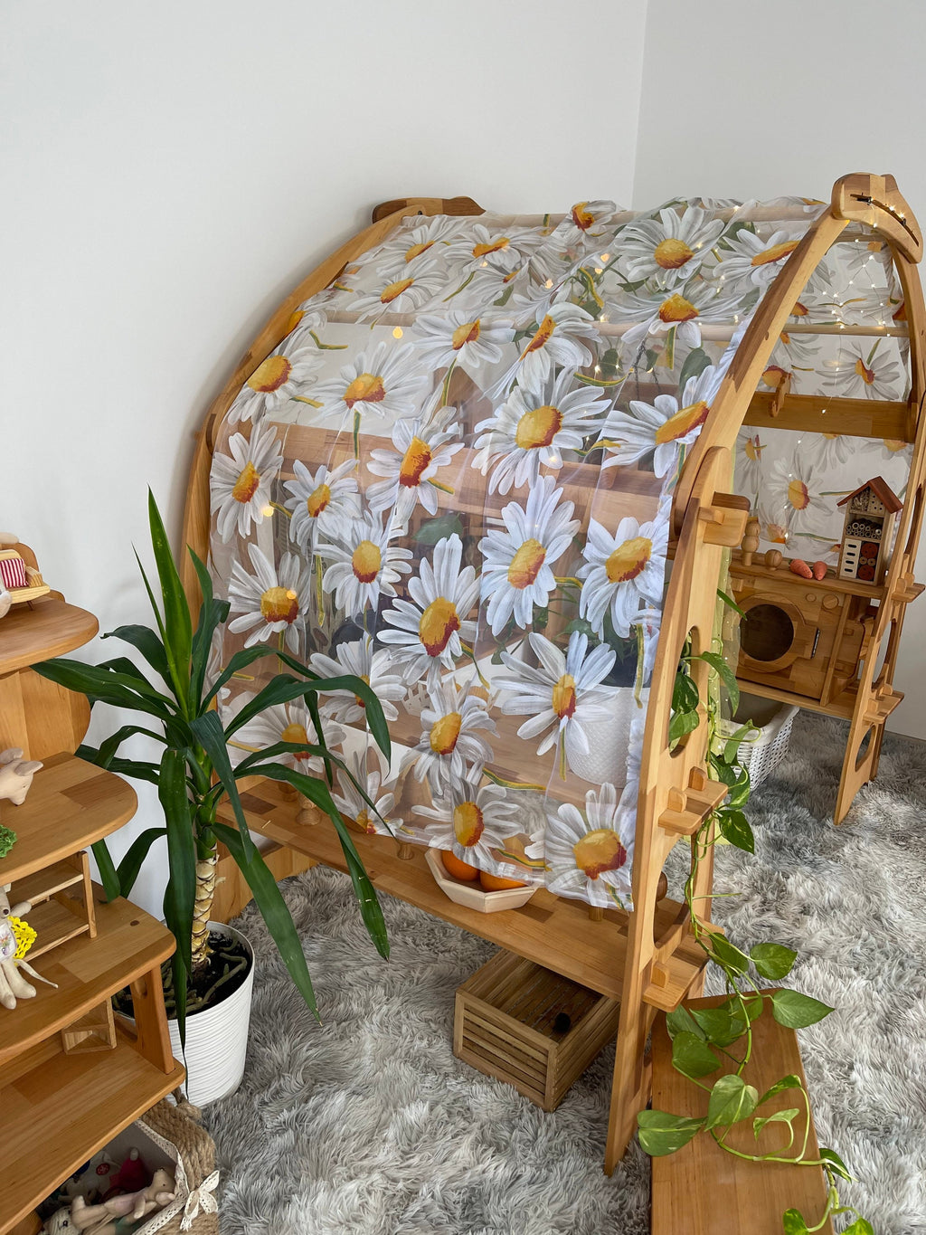 Fabric white chamomile Canopy for playhouse