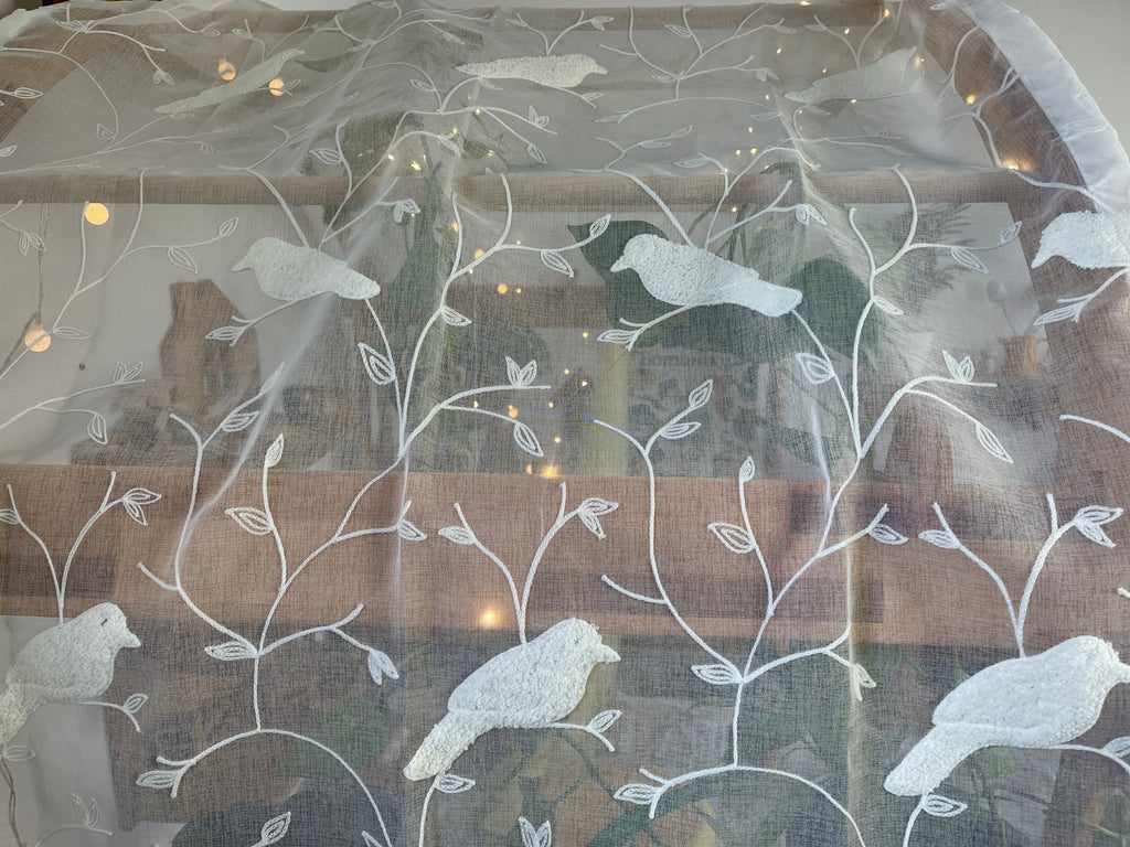 White birds fabrics Embroidered Canopy