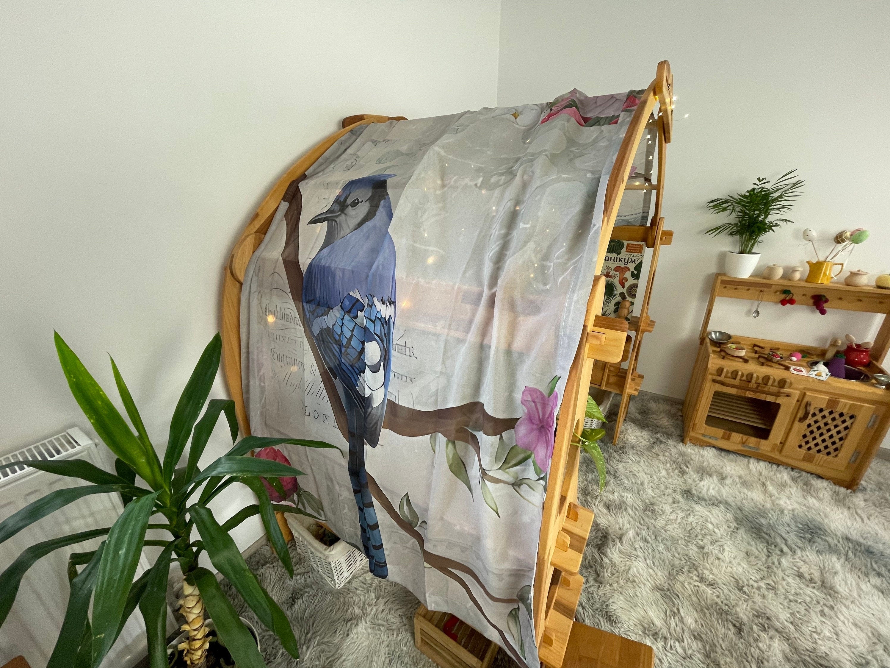 White birds fabrics Embroidered Canopy