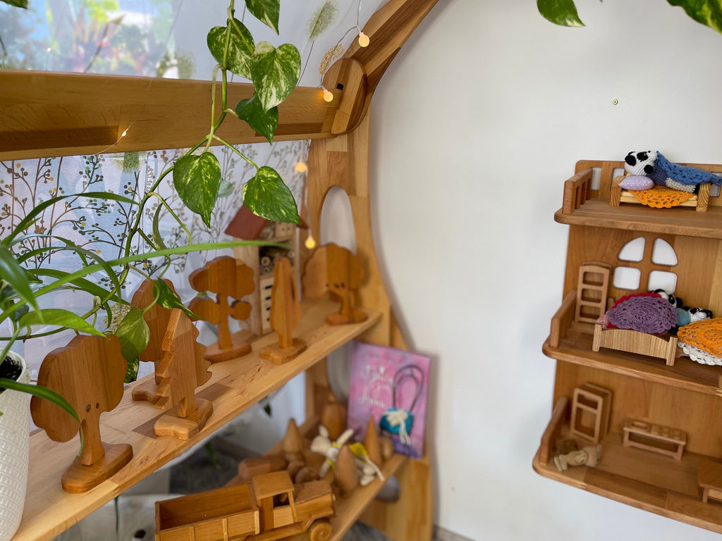 Set of wooden toy trees