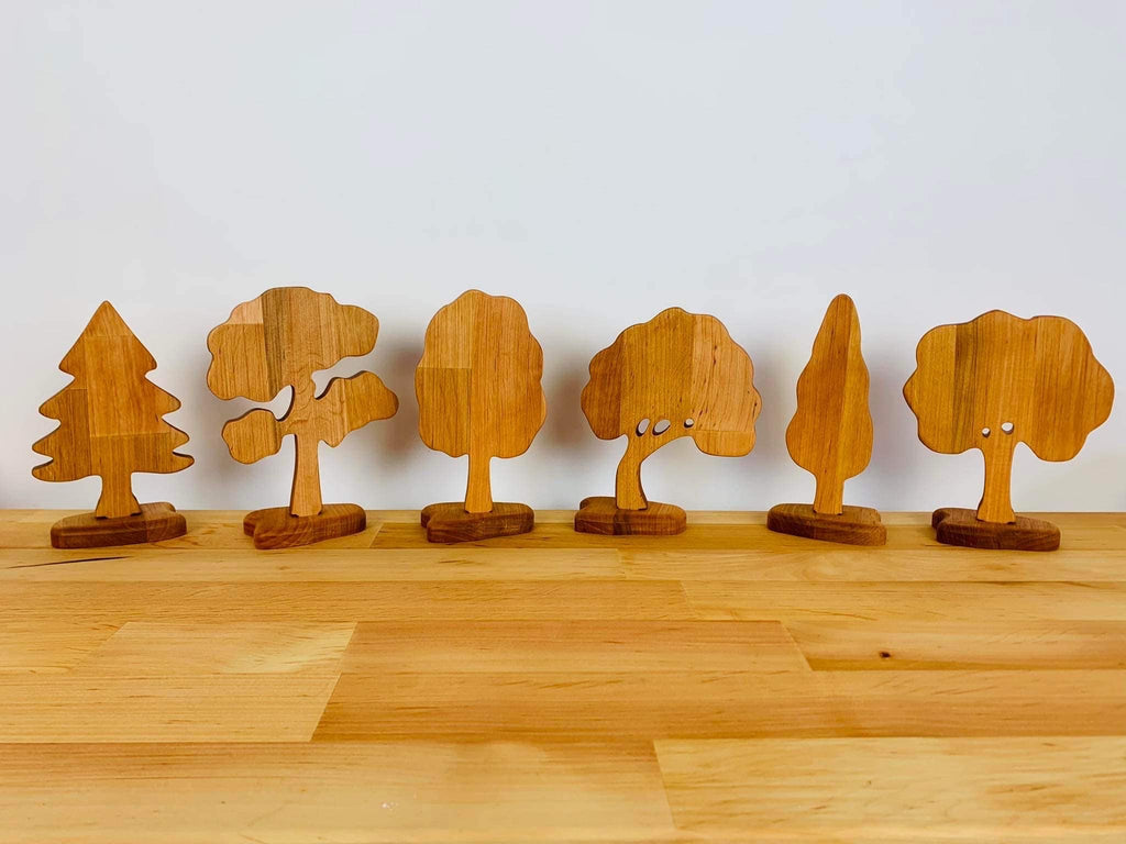 Set of wooden toy trees