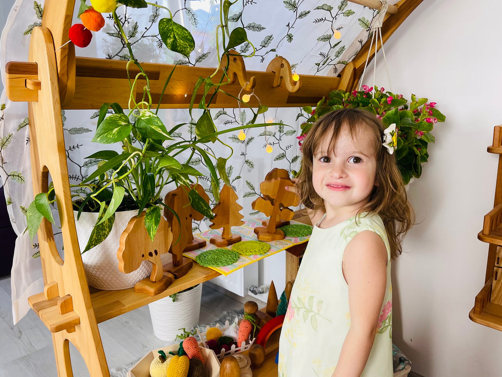 Set of wooden toy trees