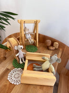 Set of sandbox, swing, slide.