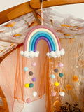 Rainbow Clouds Tapestry Felt Ball Macrame