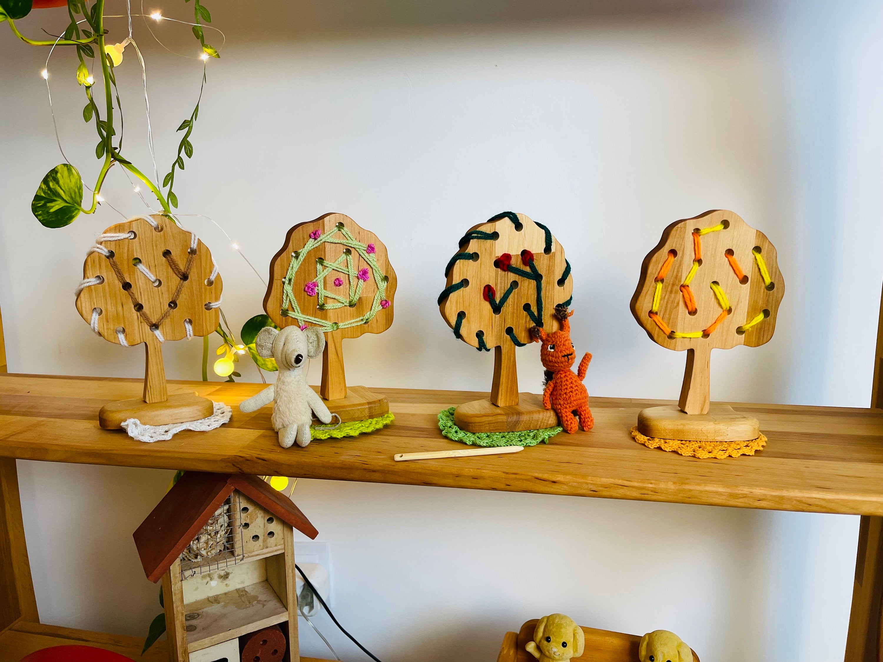 Lacing education toy Forest Natural Tree Set