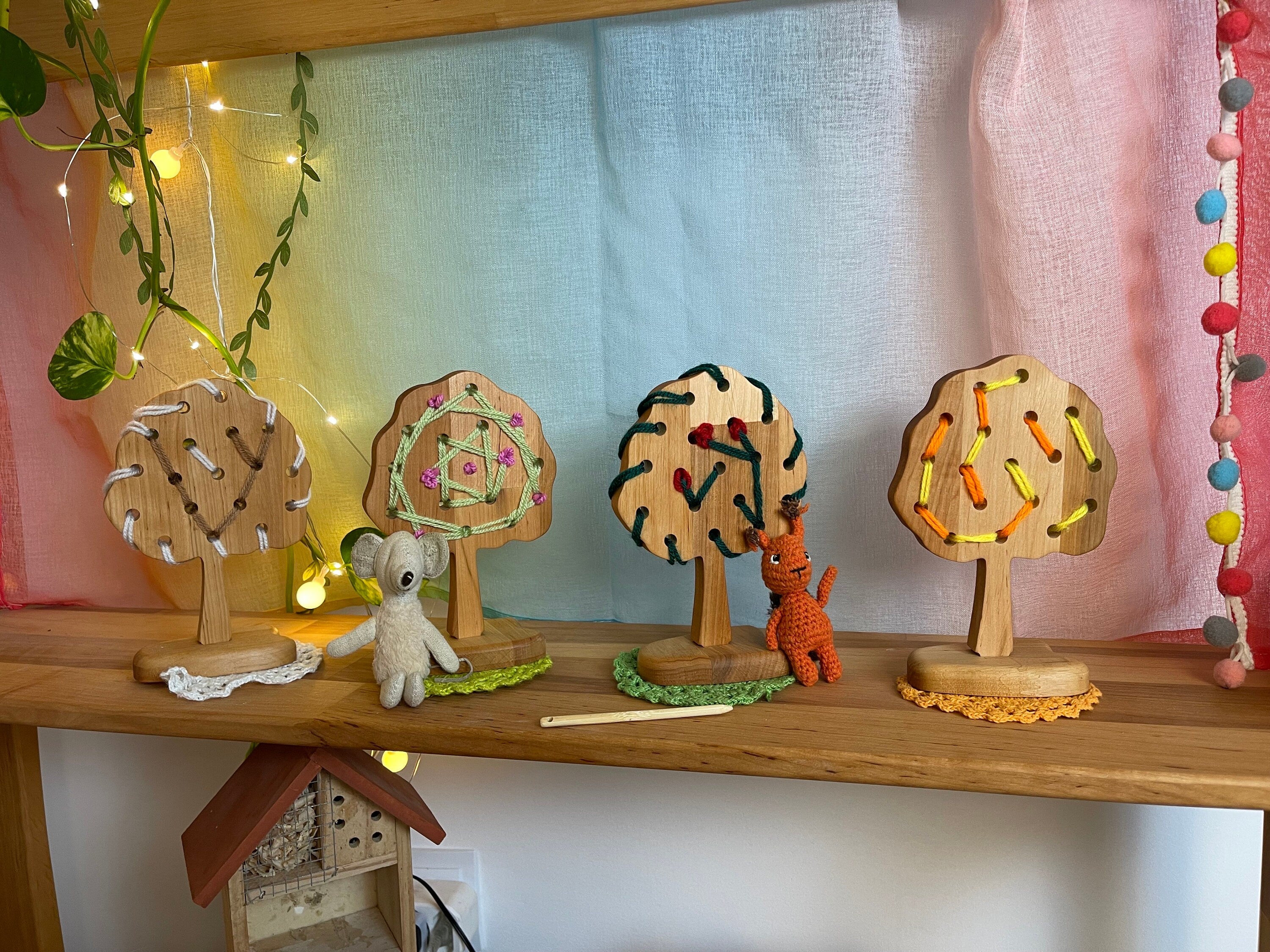 Lacing education toy Forest Natural Tree Set