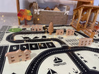 Set of wooden toy mini houses