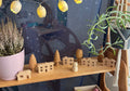 Set of wooden toy mini houses