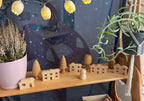 Set of wooden toy mini houses