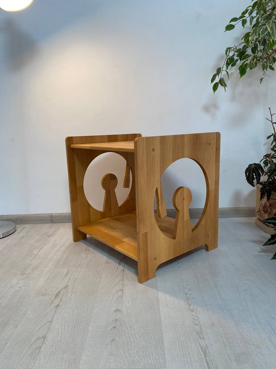 Solid wood vinyl storage console